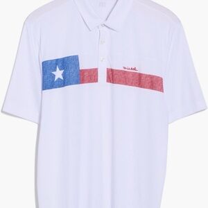 Travis Mathew Polo Men White Texas Flag Golf S